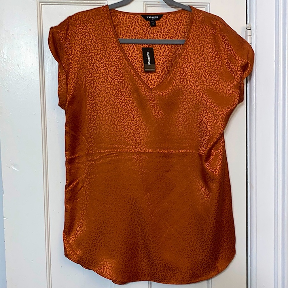 Express Rust Orange Animal Print Top Medium NWT